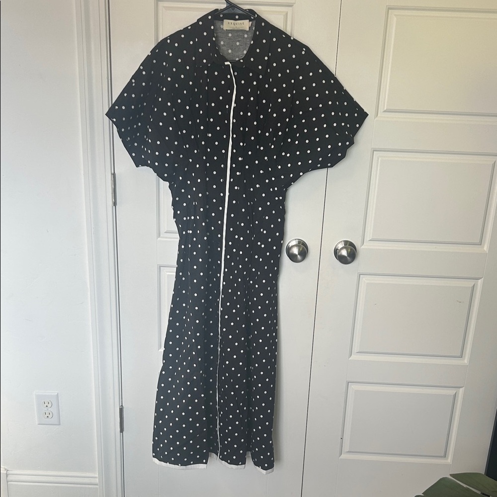 Elegant Black and White Polka Dot Maxi Dress